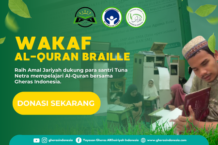 Wakaf Alqura Braille untuk santri Tuna Netra